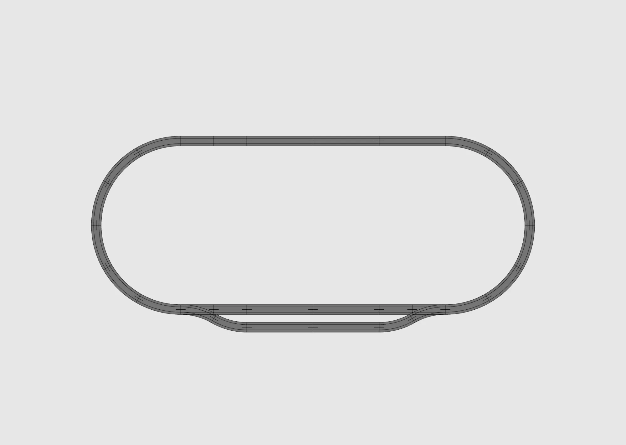 Un ovale LGB avec voie d'évitement dans la vue 3D
